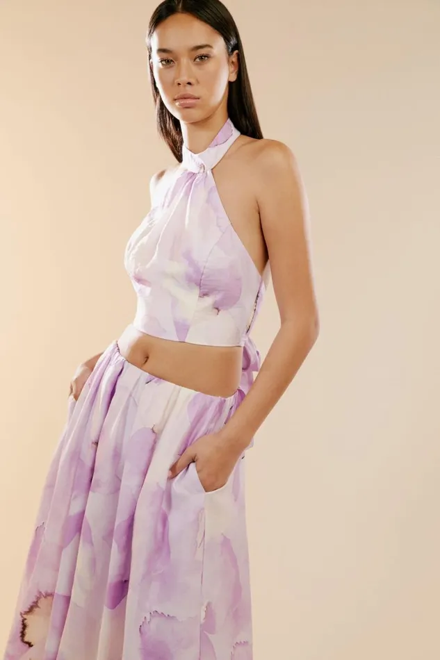 Bardot Party Tops Alora Halter Top In Lavender Floral 8211 Women