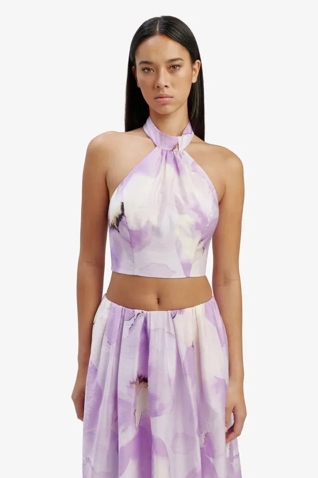 Bardot Party Tops Alora Halter Top In Lavender Floral 8211 Women Bardot Party Tops Alora Halter Top In Lavender Floral 8211 Women