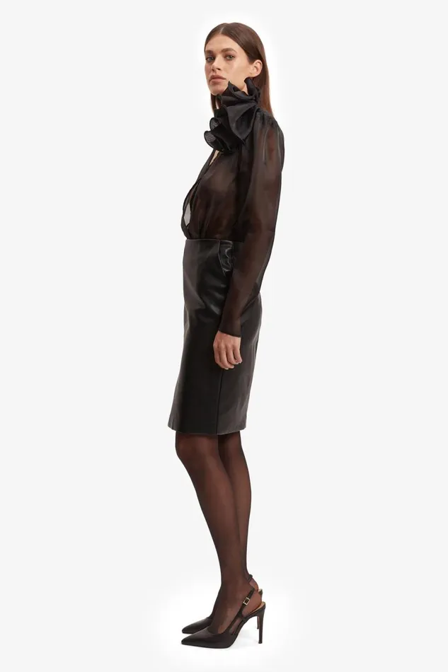 Bardot Party Tops Galia Organza Wrap Bodysuit In Black 8211 Women Bardot Party Tops Galia Organza Wrap Bodysuit In Black 8211 Women