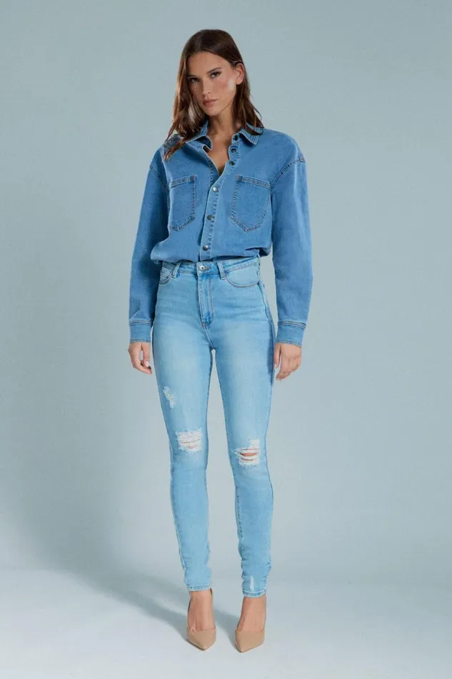 Bardot Skinny Jean Khloe Super High Tall Jeans In Mid Blue 8211 Women