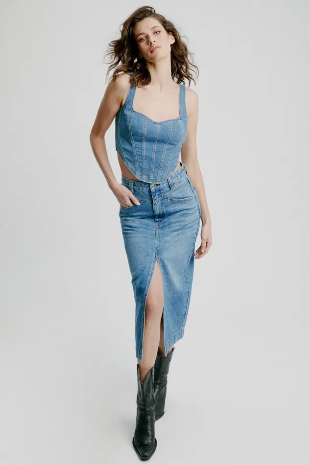 Bardot Skirts Jonah Midi Denim Skirt In Vintage 8211 Women