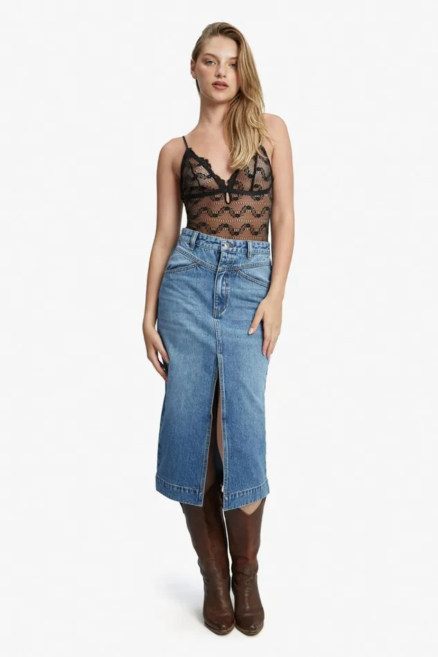 Bardot Skirts Jonah Midi Denim Skirt In Vintage 8211 Women Bardot Skirts Jonah Midi Denim Skirt In Vintage 8211 Women
