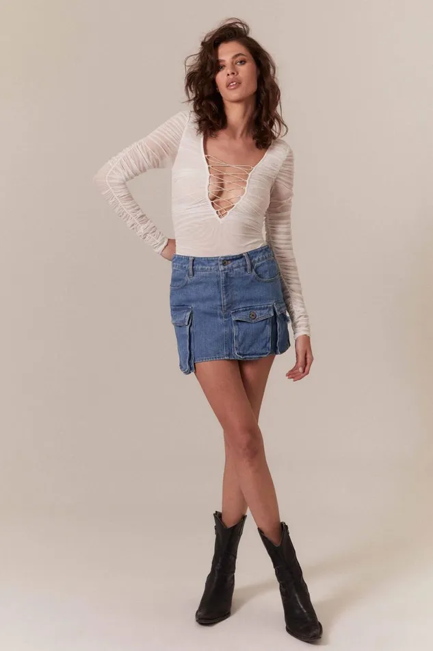 Bardot Skirts Zerah Cargo Skirt In Vintage Blue 8211 Women