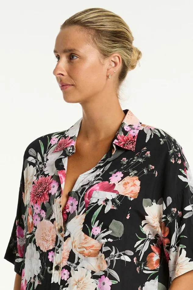 Belle Aloha Shirt Belle Black Women Sea Level Tops