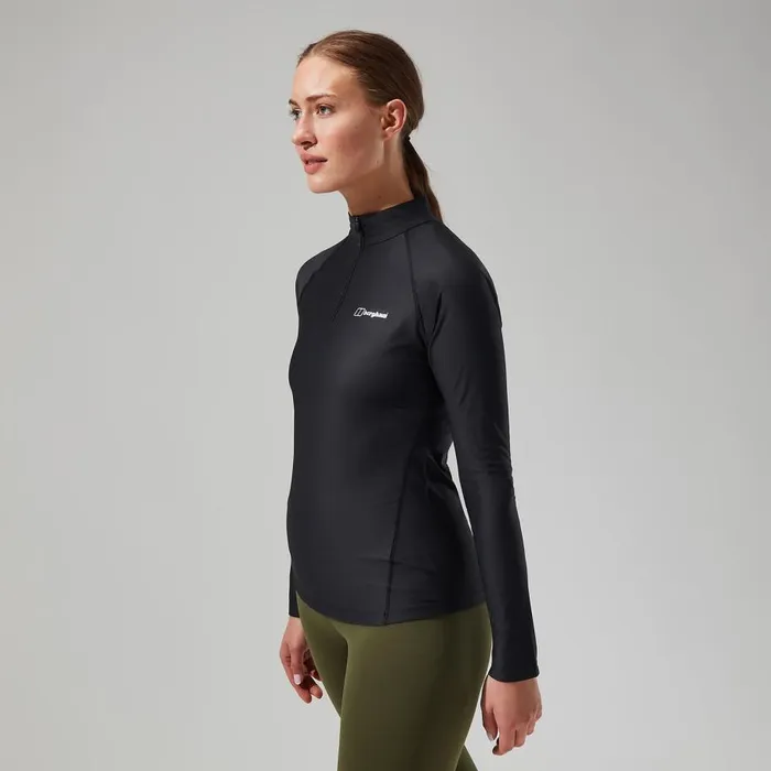 Berghaus TShirts 247 Tech Tee Long Sleeve Half Zip 8211 Black 8211 Women