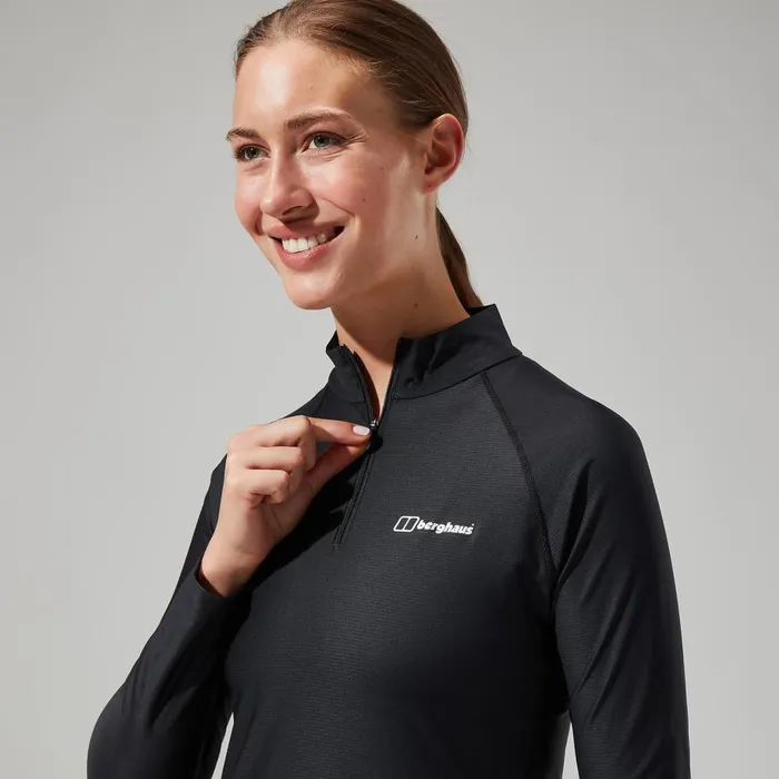 Berghaus TShirts 247 Tech Tee Long Sleeve Half Zip 8211 Black 8211 Women