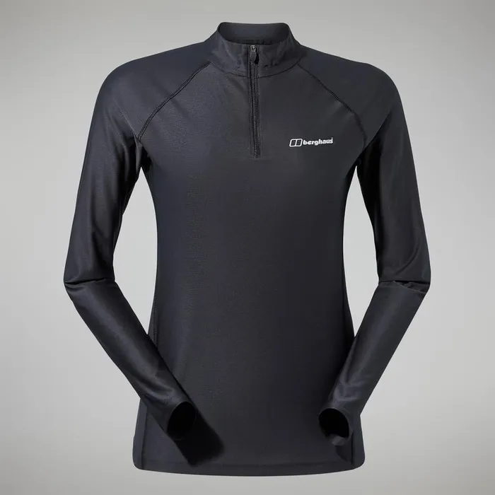 Berghaus TShirts 247 Tech Tee Long Sleeve Half Zip 8211 Black 8211 Women