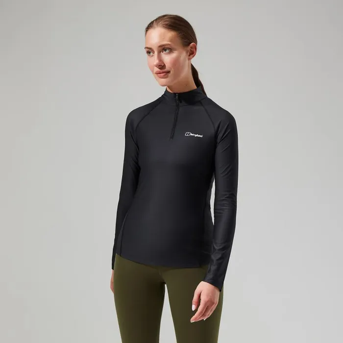 Berghaus TShirts 247 Tech Tee Long Sleeve Half Zip 8211 Black 8211 Women