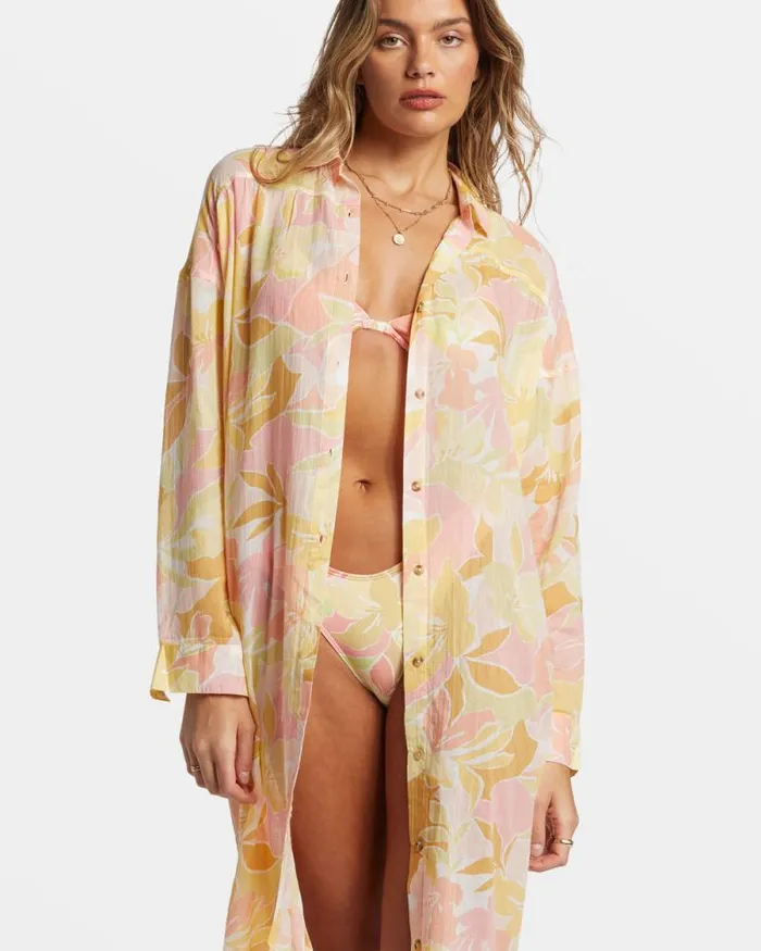 Billabong Cover Ups Daylight Dreamin Midi Shirt Swim CoverUp Multi 8211 Women Billabong Cover Ups Daylight Dreamin Midi Shirt Swim CoverUp Multi 8211 Women
