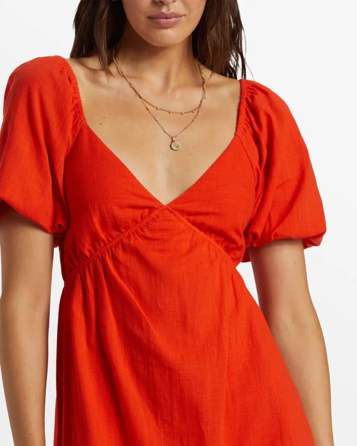 Billabong Dresses Love Fade Puff Sleeve Maxi Dress Sunset Red 8211 Women Billabong Dresses Love Fade Puff Sleeve Maxi Dress Sunset Red 8211 Women