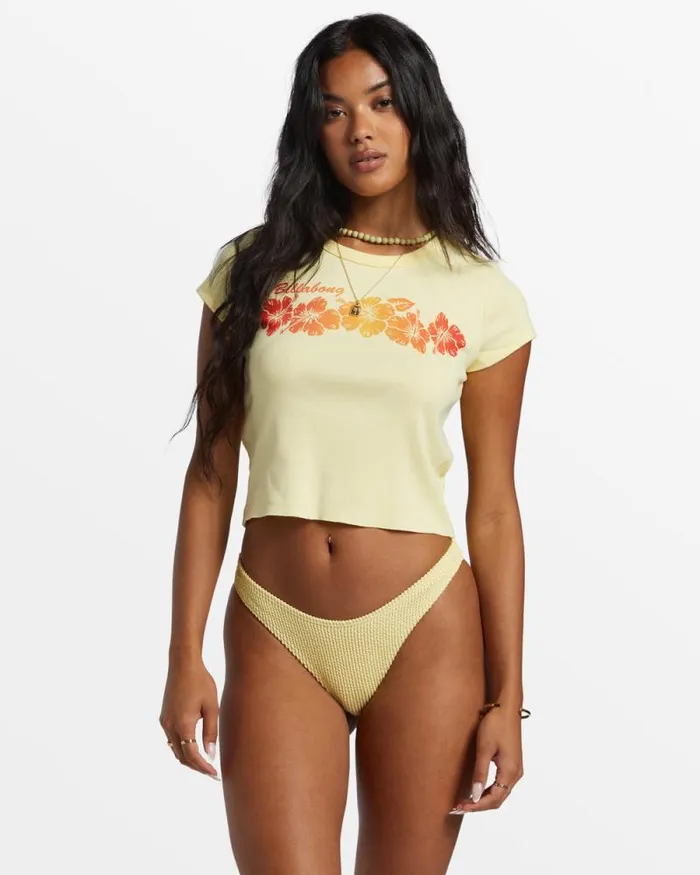 Billabong Graphic Tees and Tanks Summer Babe Shrunken TShirt Mellow Yellow 8211 Women Billabong Graphic Tees and Tanks Summer Babe Shrunken TShirt Mellow Yellow 8211 Women