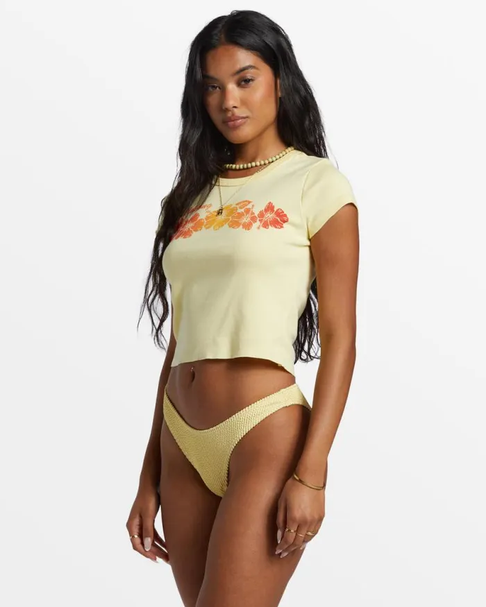 Billabong Graphic Tees and Tanks Summer Babe Shrunken TShirt Mellow Yellow 8211 Women Billabong Graphic Tees and Tanks Summer Babe Shrunken TShirt Mellow Yellow 8211 Women