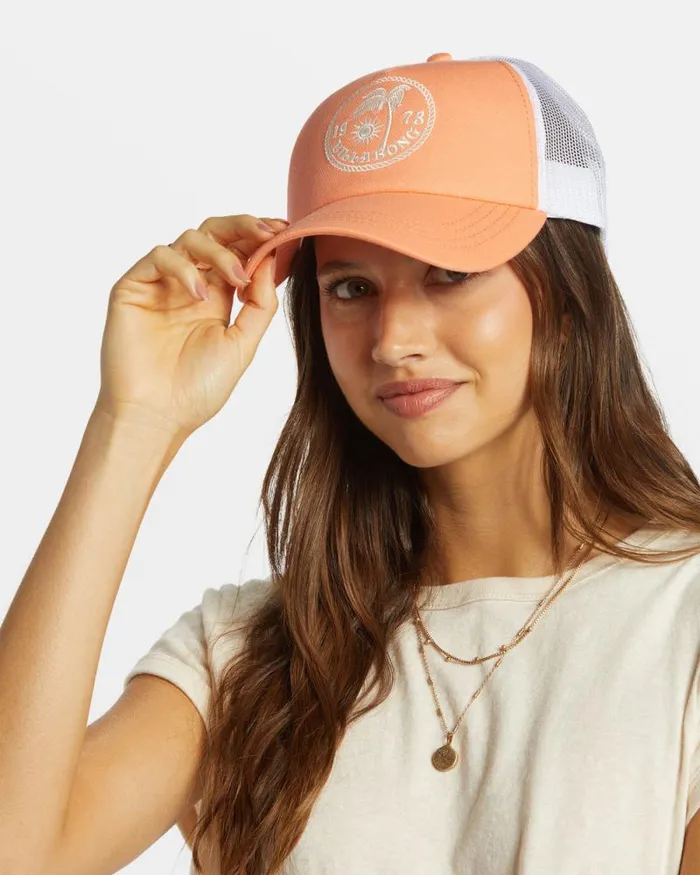 Billabong Hats and Beanies Aloha Forever Trucker Hat Peach Paradise 8211 Women