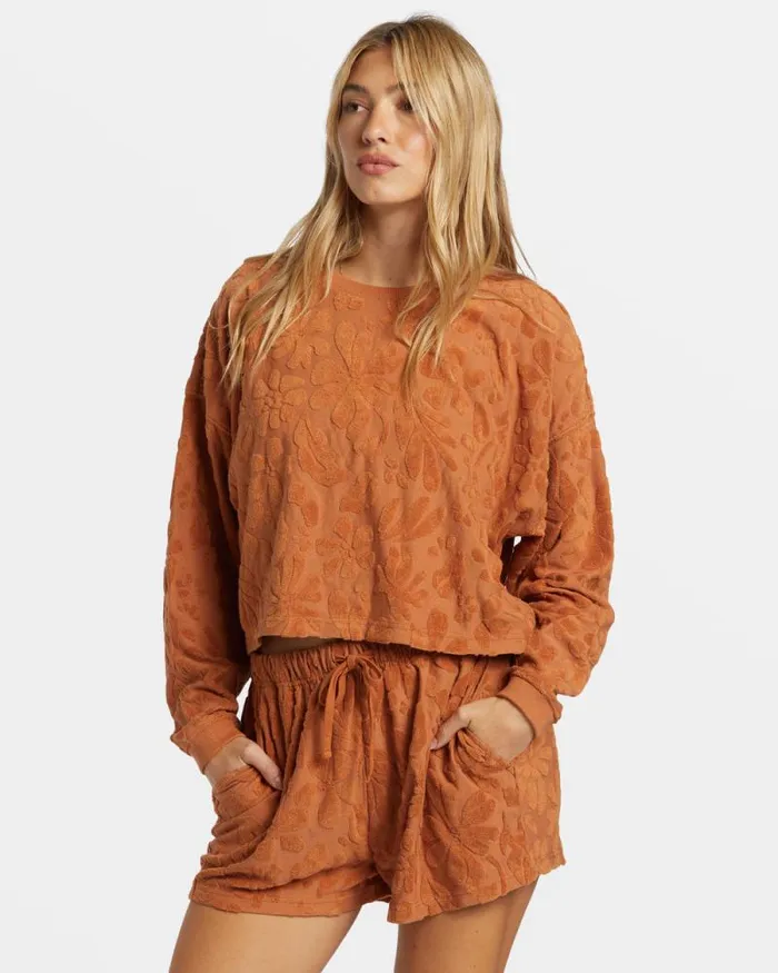 Billabong Matching Sets Loosen Up Crew Neck Sweatshirt Toffee 8211 Women