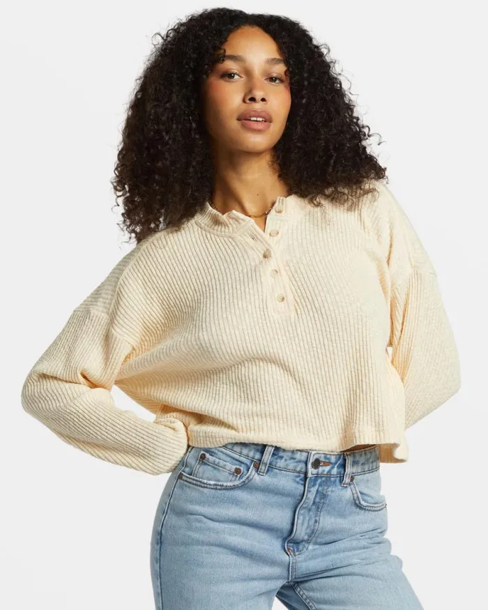Billabong Sweaters Good Catch Henley Tshirt White Cap 8211 Women