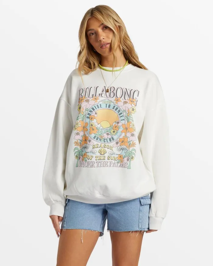 Billabong Sweatshirts and Fleece Ride In Oversized Crewneck Sweatshirt White 8211 Women Billabong Sweatshirts and Fleece Ride In Oversized Crewneck Sweatshirt White 8211 Women