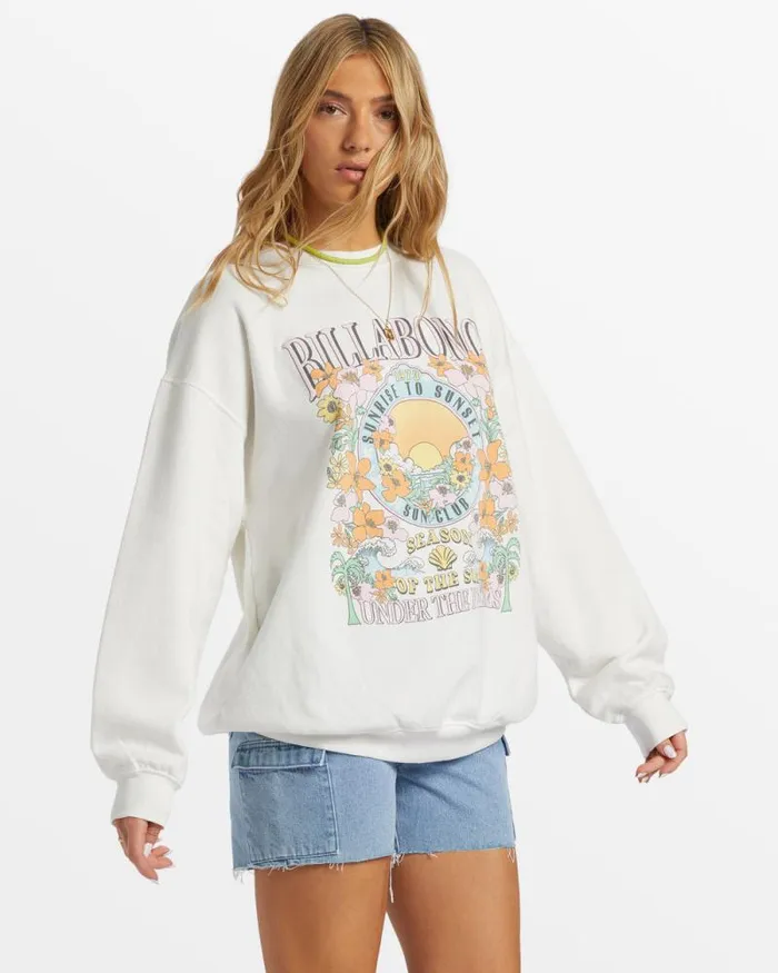 Billabong Sweatshirts and Fleece Ride In Oversized Crewneck Sweatshirt White 8211 Women Billabong Sweatshirts and Fleece Ride In Oversized Crewneck Sweatshirt White 8211 Women