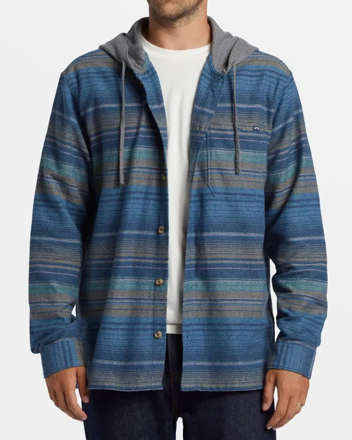 Billabong Wave Washed Essentials Baja Hooded Long Sleeve Flannel Shirt Dusty Navy 8211 Men Billabong Wave Washed Essentials Baja Hooded Long Sleeve Flannel Shirt Dusty Navy 8211 Men