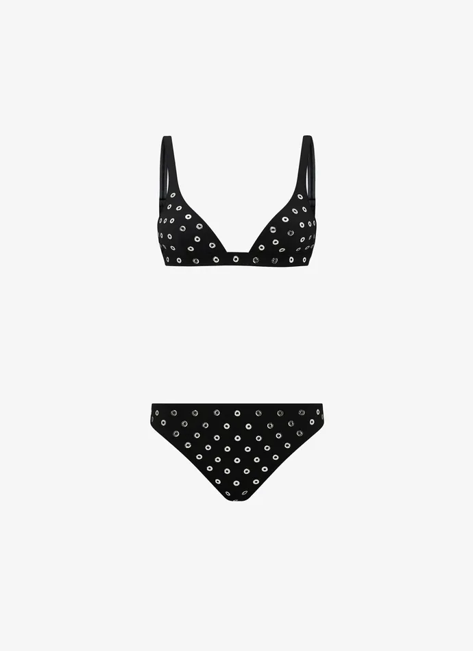 Black Eyelet Bikini In Jersey Women Alaa Swimwear