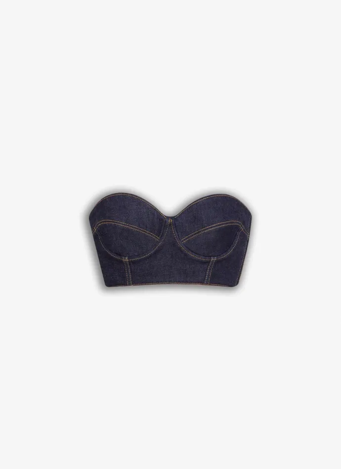 Blue BUSTIER BRA Women Alaa Denim