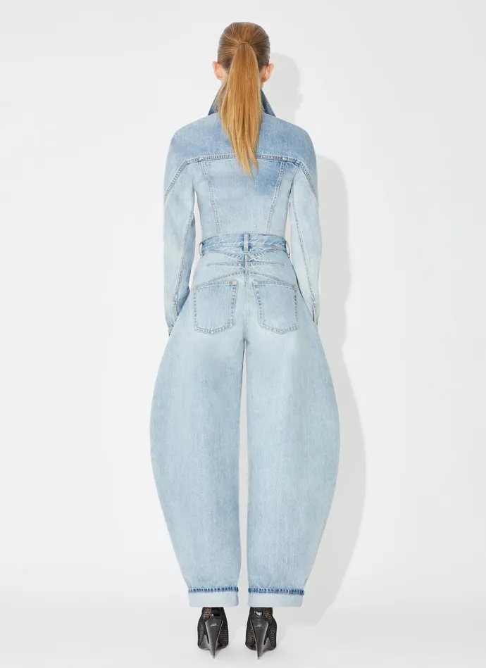Blue Fitted Denim Jacket Women Alaa Coats and Jackets
