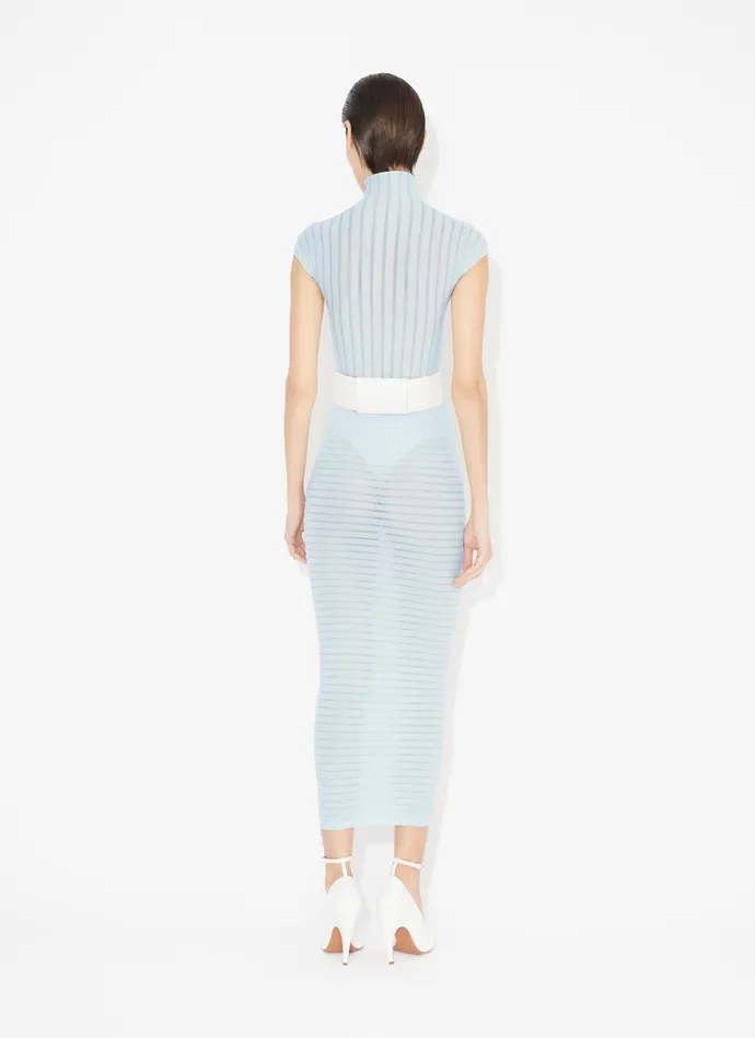 Blue SHEER STRIPES BODY Women Alaa Bodysuits and Leggings