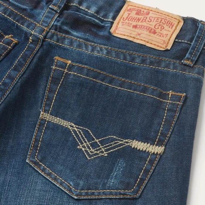 Boot Cut Men Stetson 1312 Fit Jeans With Back Pocket Detail Blue