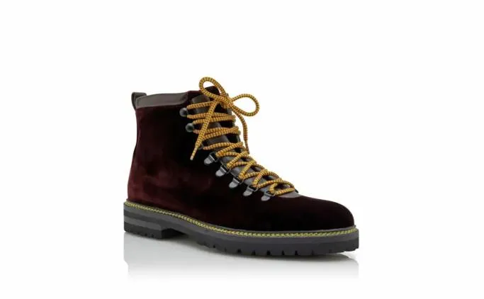 Boots Men Manolo Blahnik CALAURIODark Brown Velvet Lace Up Boots Boots Men Manolo Blahnik CALAURIODark Brown Velvet Lace Up Boots