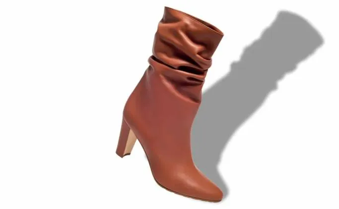 Boots Women Manolo Blahnik CALASSOBrown Nappa Leather Mid Calf Boots