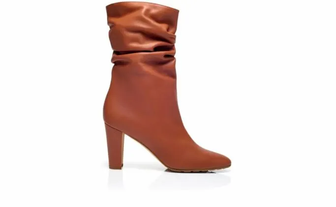 Boots Women Manolo Blahnik CALASSOBrown Nappa Leather Mid Calf Boots Boots Women Manolo Blahnik CALASSOBrown Nappa Leather Mid Calf Boots
