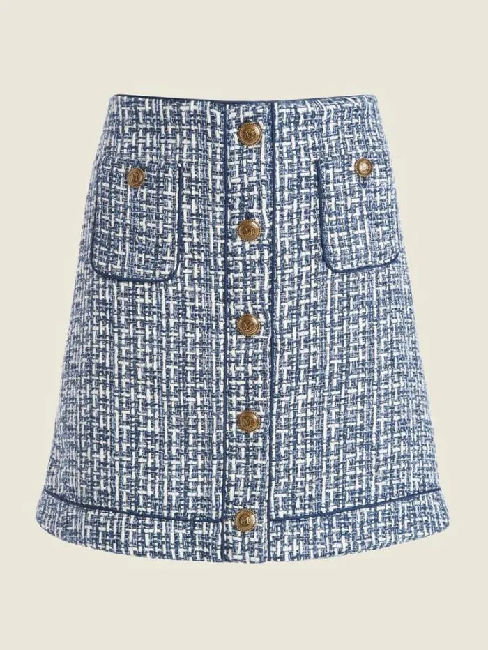 Bottoms Women Marciano Frances Tweed Skirt Secret Blue Bucolic Tweed Bottoms Women Marciano Frances Tweed Skirt Secret Blue Bucolic Tweed