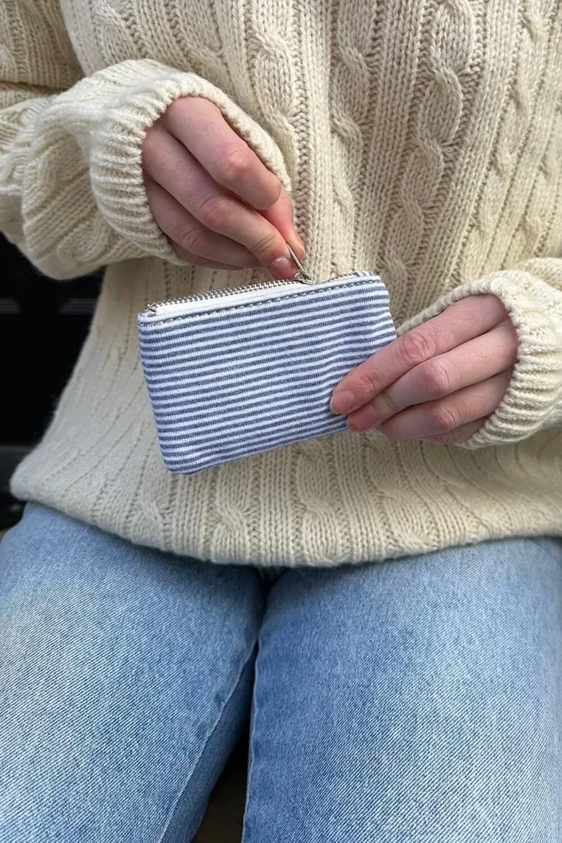Brandy Melville Bags and Backpacks Striped Coin Purse White Faded Blue Stripes 8211 Women