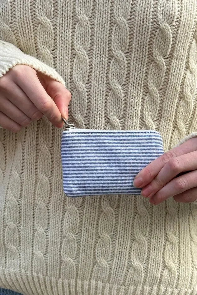 Brandy Melville Bags and Backpacks Striped Coin Purse White Faded Blue Stripes 8211 Women