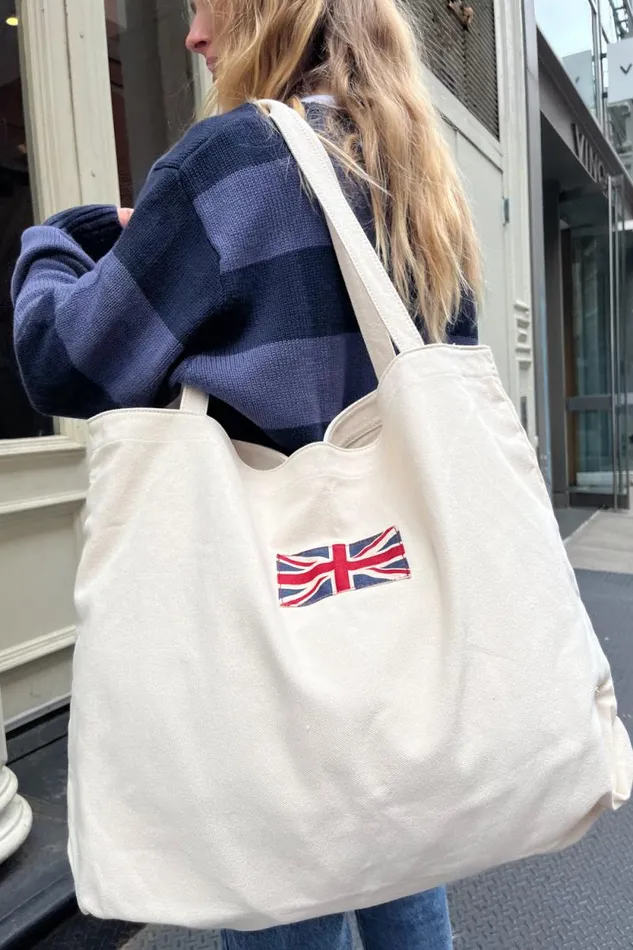 Brandy Melville Bags and Backpacks Union Jack Tote Bag Ivory 8211 Women