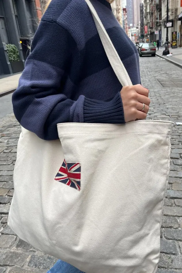 Brandy Melville Bags and Backpacks Union Jack Tote Bag Ivory 8211 Women