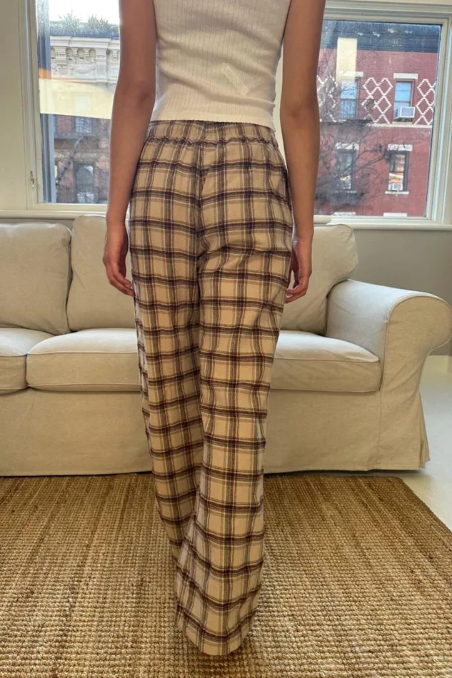 Brandy Melville Bottoms Catherine Pants Cream And Brown Plaid 8211 Women