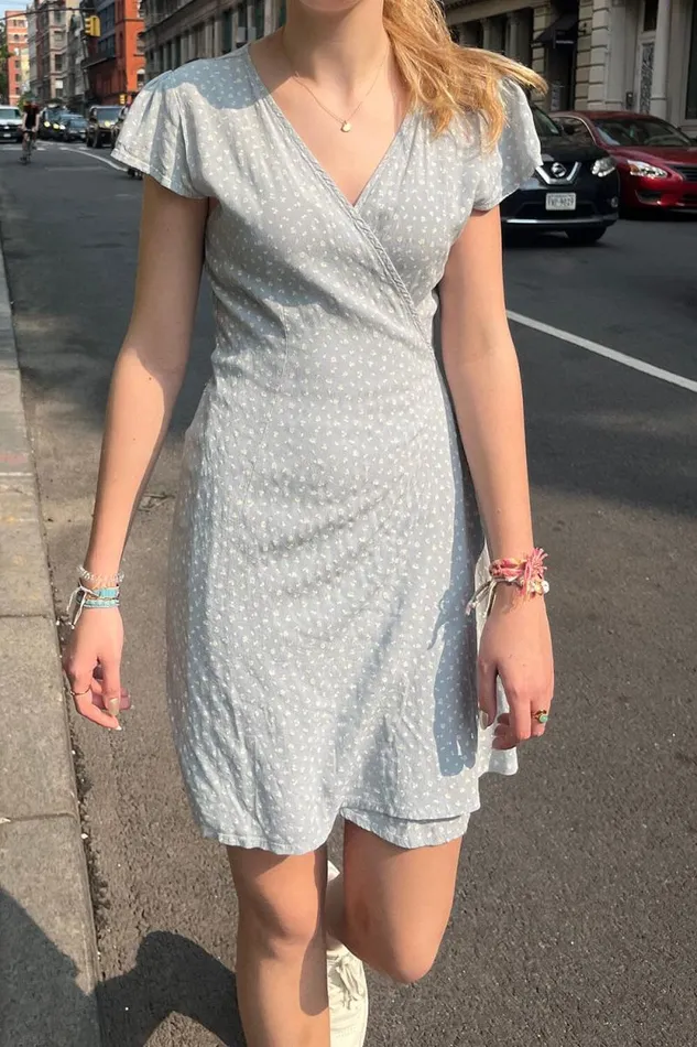 Brandy Melville Dresses Robbie Dress Light Blue With White Floral 8211 Women
