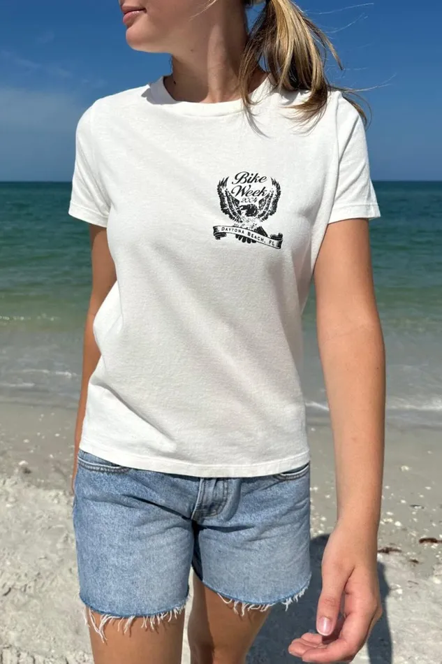 Brandy Melville Graphics Chloe Bike Week Top Natural White 8211 Women