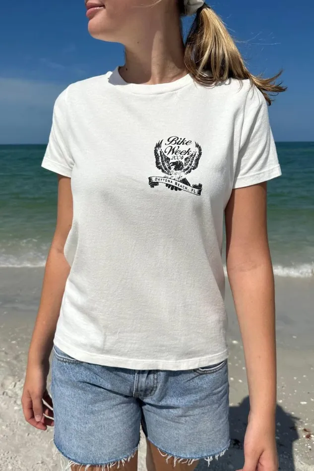 Brandy Melville Graphics Chloe Bike Week Top Natural White 8211 Women