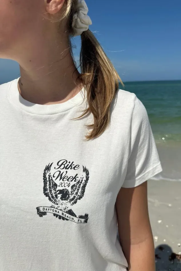 Brandy Melville Graphics Chloe Bike Week Top Natural White 8211 Women