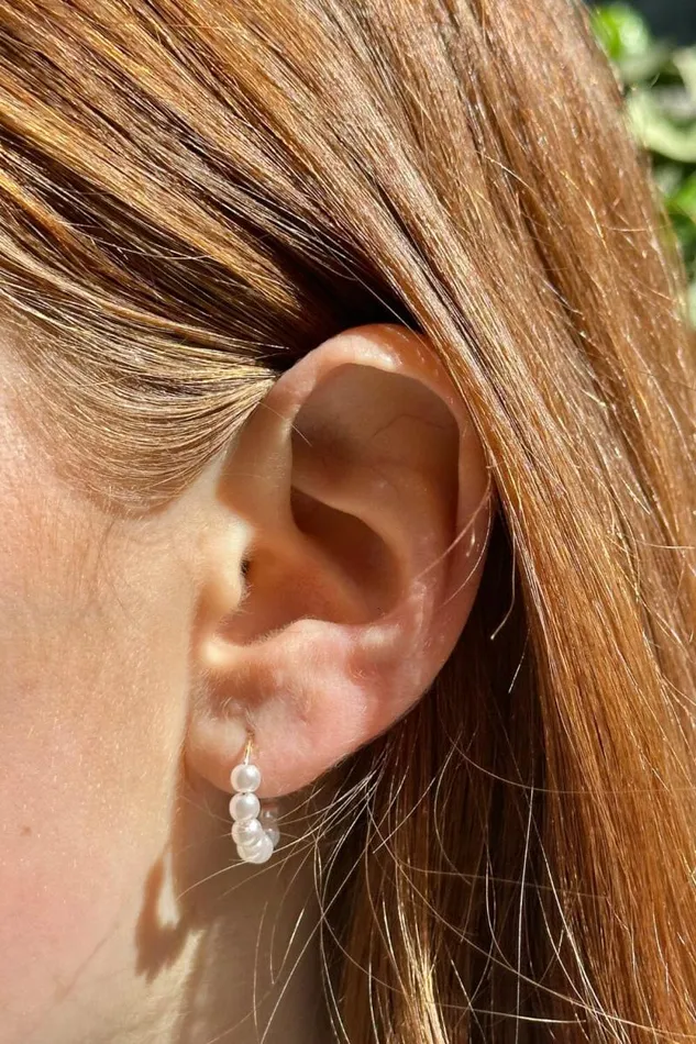 Brandy Melville Jewelry Faux Pearl Hoop Earrings Gold 8211 Women