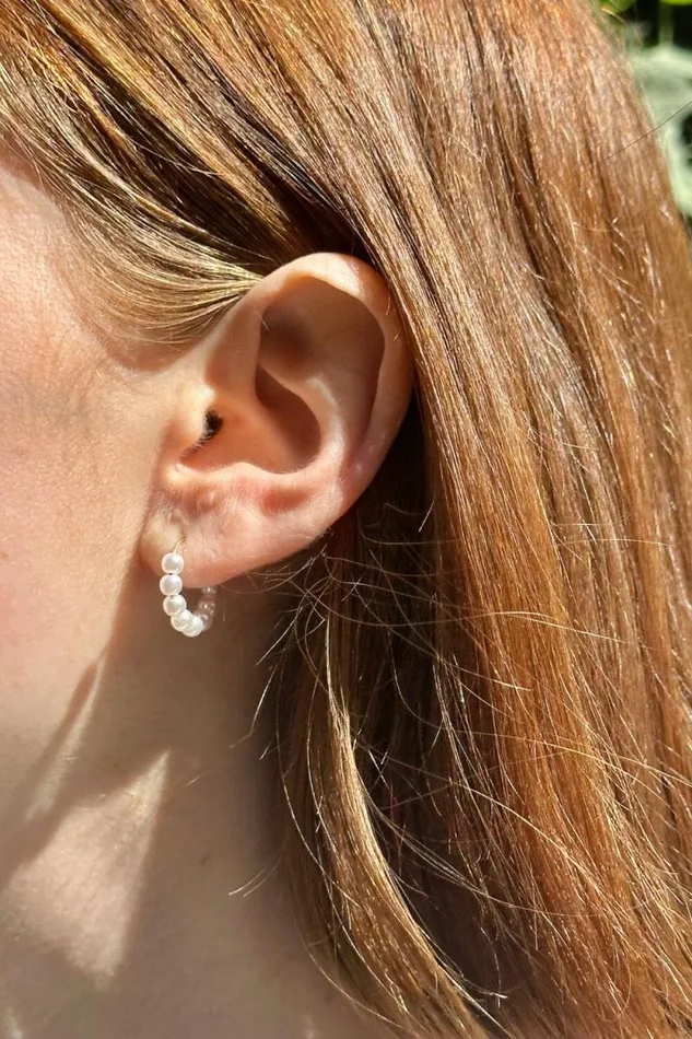 Brandy Melville Jewelry Faux Pearl Hoop Earrings Gold 8211 Women
