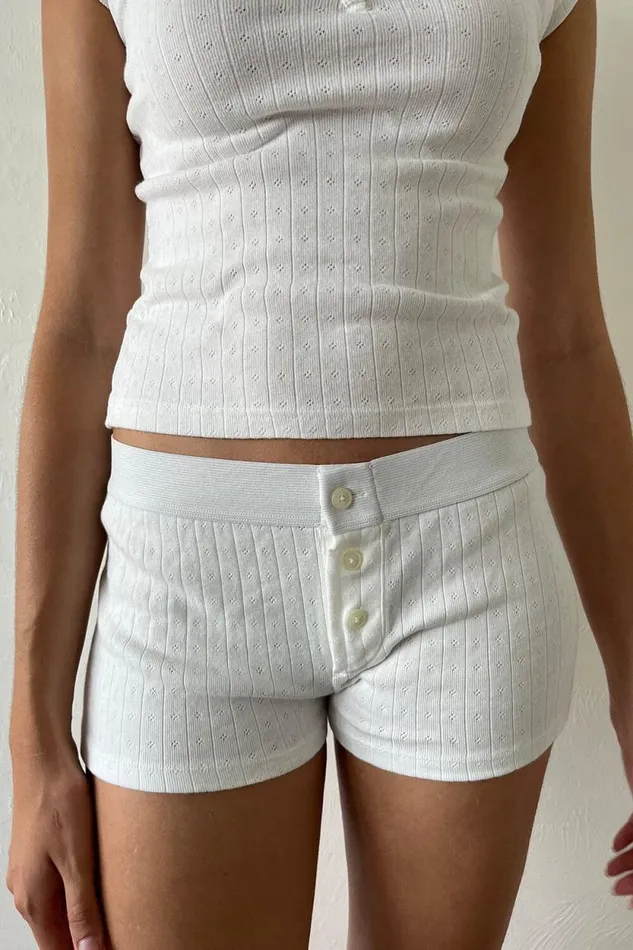 Brandy Melville Matching Sets Boyshort Eyelet Underwear Natural White 8211 Women