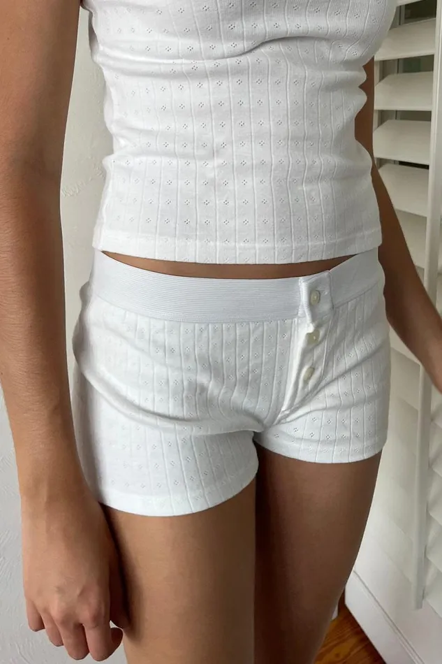Brandy Melville Matching Sets Boyshort Eyelet Underwear Natural White 8211 Women