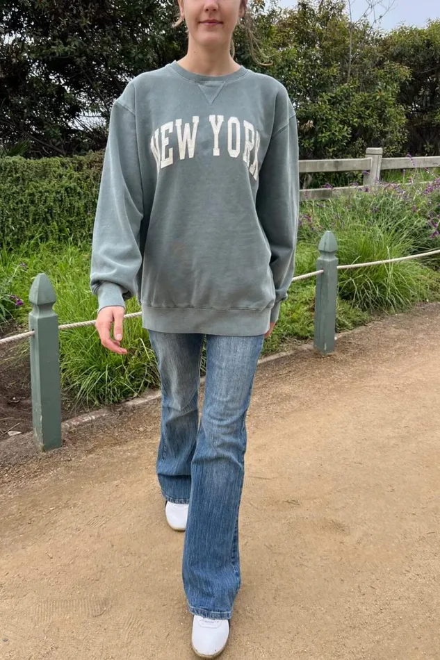 Brandy Melville Sweatpants and Sweatshirts Erica New York Sweatshirt Sage Green 8211 Women