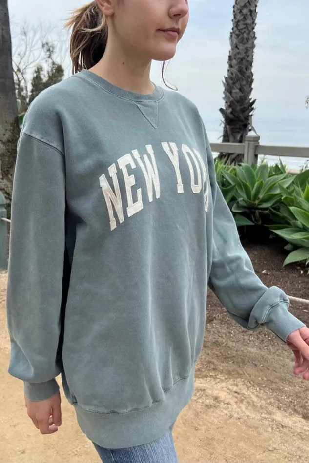 Brandy Melville Sweatpants and Sweatshirts Erica New York Sweatshirt Sage Green 8211 Women
