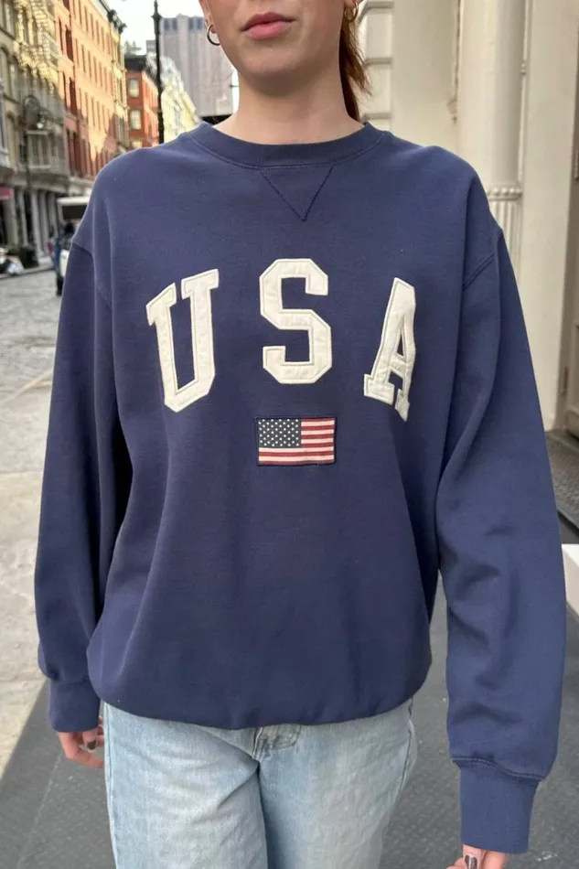 Brandy Melville Sweatpants and Sweatshirts Erica Usa Flag Sweatshirt Navy Blue 8211 Women Brandy Melville Sweatpants and Sweatshirts Erica Usa Flag Sweatshirt Navy Blue 8211 Women