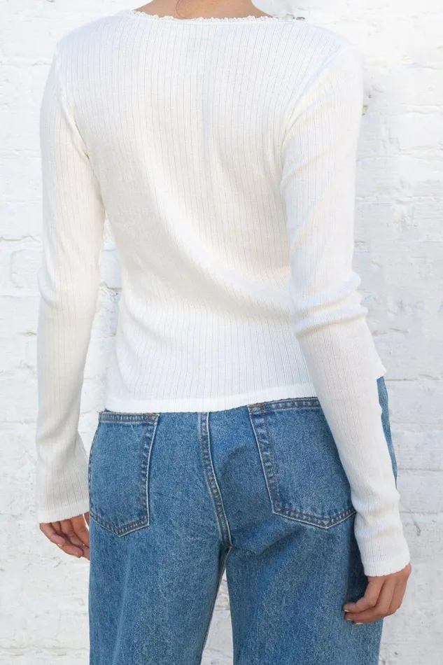 Brandy Melville Tops Mckenna Ribbed Lace Top White 8211 Women