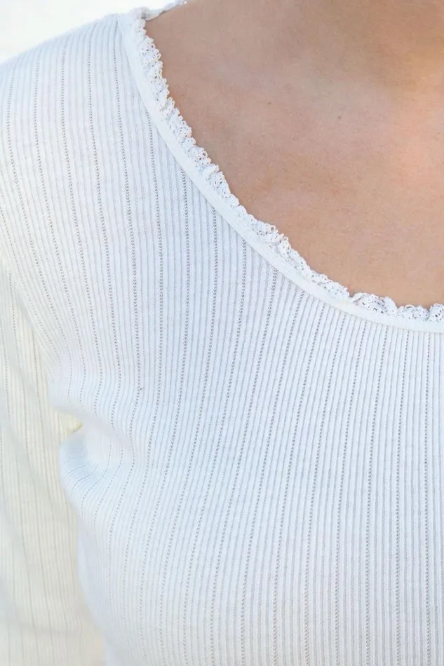 Brandy Melville Tops Mckenna Ribbed Lace Top White 8211 Women