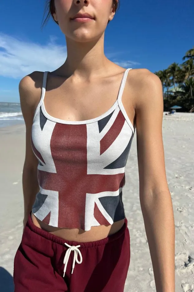 Brandy Melville Tops Skylar Union Jack Flag Tank 8211 Women